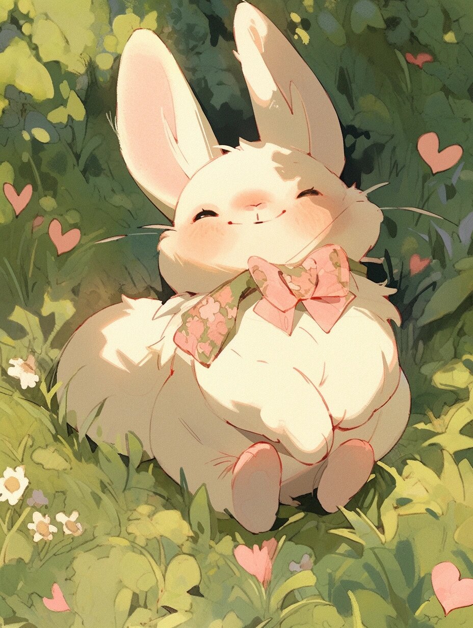 治愈系的兔兔插画壁纸