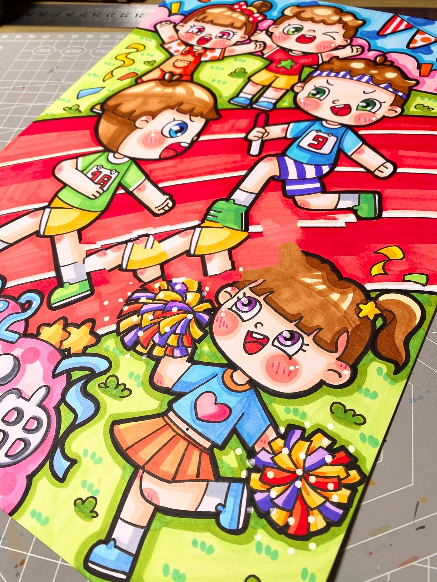 原创幼教考编主题画 校园主题《运动会》