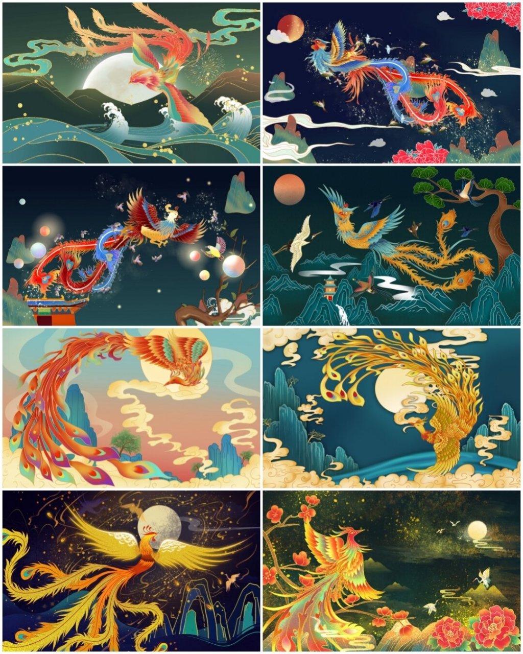 凤舞九天|凤凰|国潮|横版背景 96哈喽～给宝子们分享一组凤凰横版