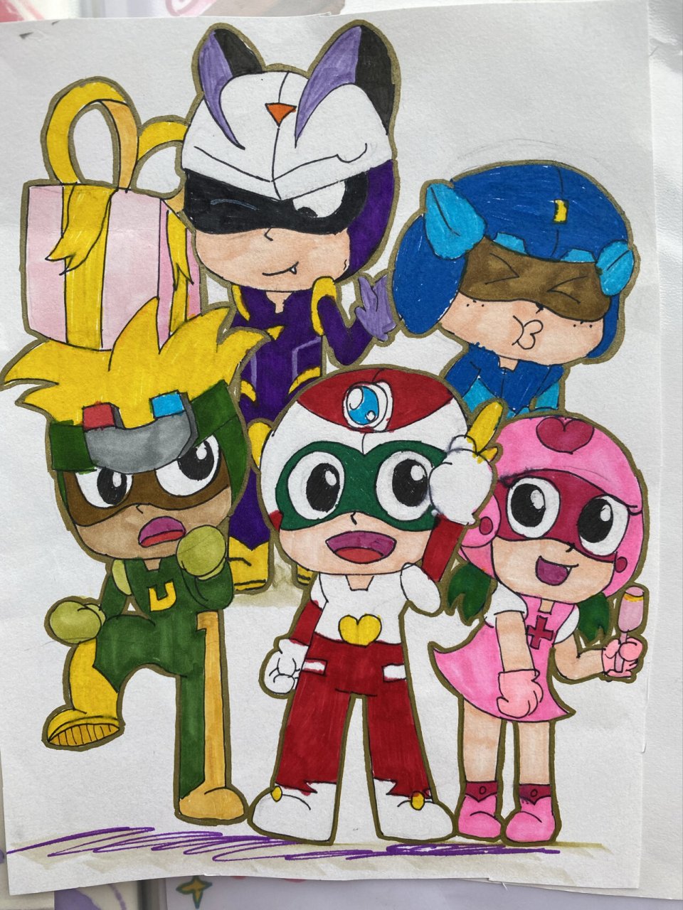 马克笔手绘开心超人