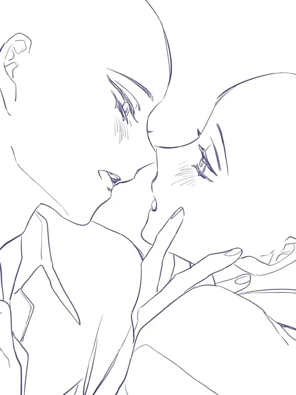 【板绘素材】甜蜜接吻~人物动态模板  「双人线稿」