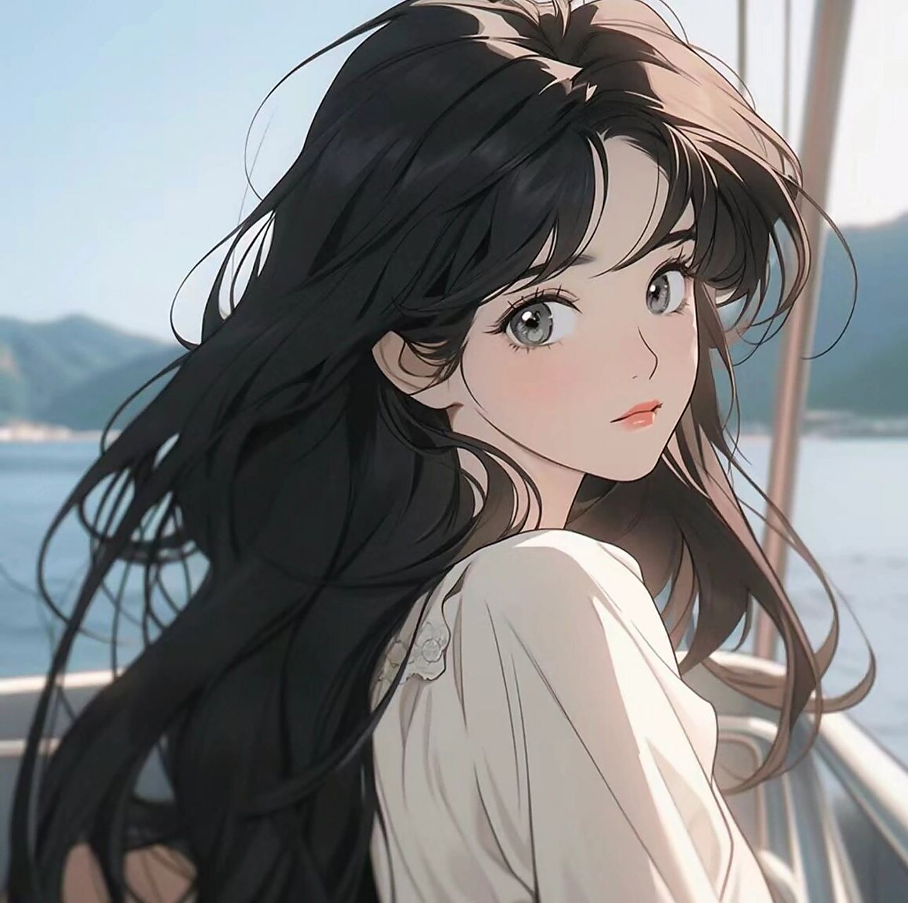 辞旧迎新,2024年淡雅气质「复古旧漫」头像 长发飘飘,眼眸深邃,气质拉