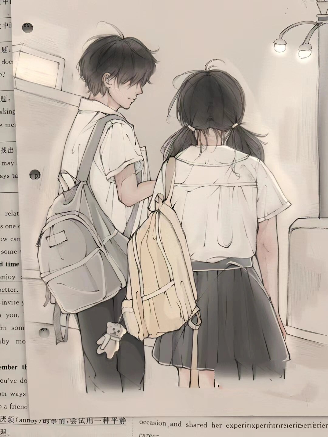 关于漫画中的校园暗恋绘画壁纸