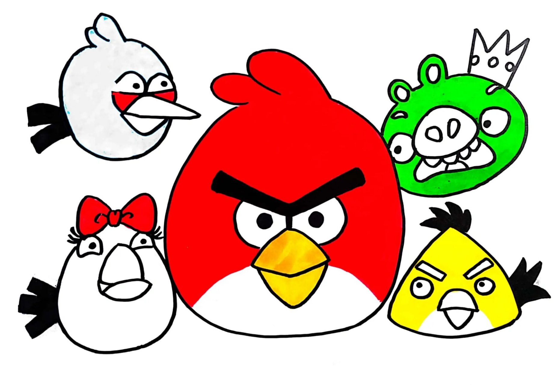 儿童画-愤怒的小鸟(有课件步骤) 适合6-7岁 今天绘画的是游戏愤怒的