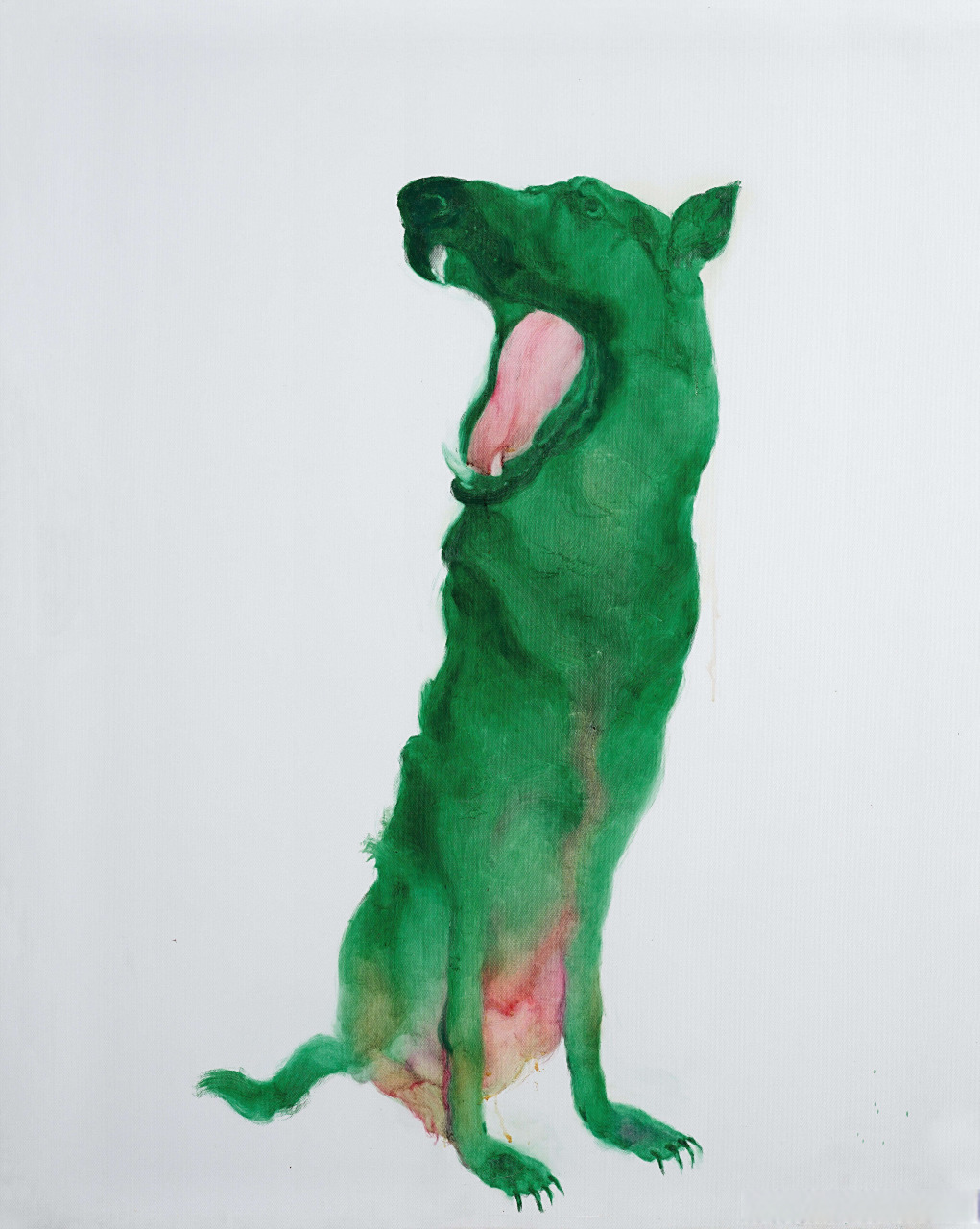 周春芽绿狗系列油画