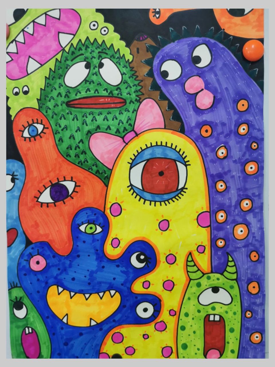 儿童创意画怪兽一家人 有趣的造型,多变的造型,孩子们可以发挥各自的
