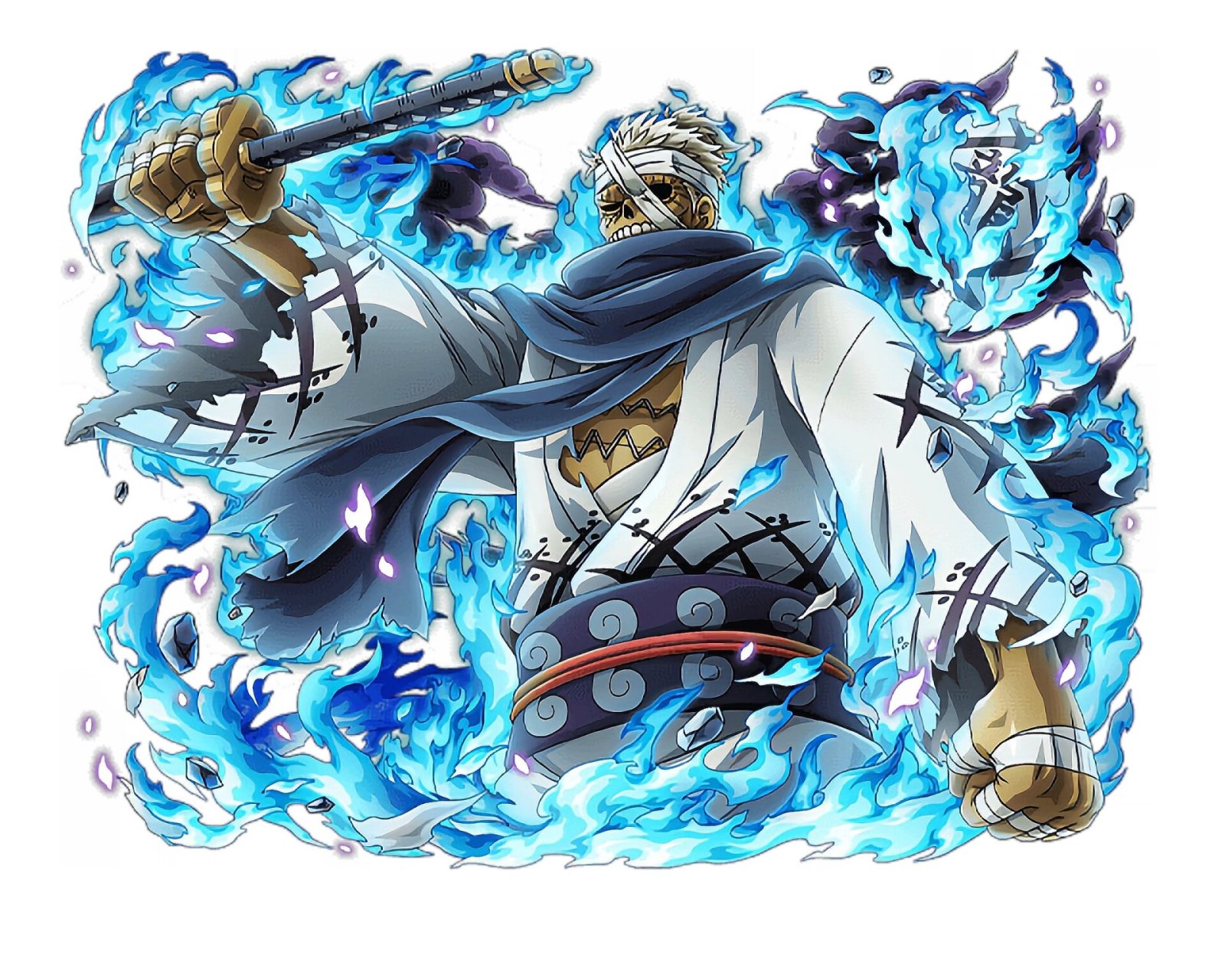 海贼王人物篇2  "斩龙武士"霜月龙马 97所属组织:和之国,莫利亚僵尸