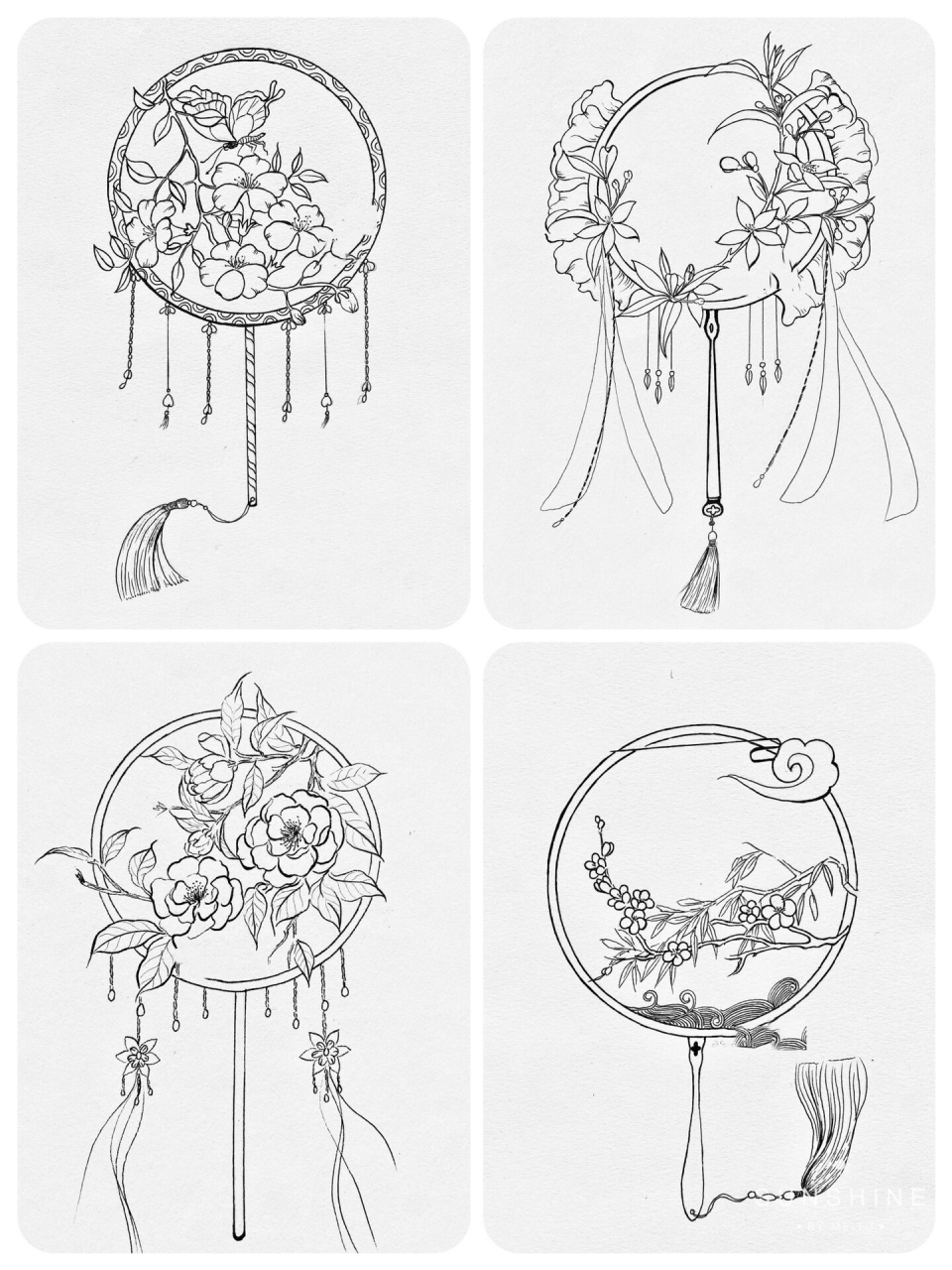 原创团扇合集 🙅未授权勿商用,绘画临摹,簪娘作业,团扇作业注明出处