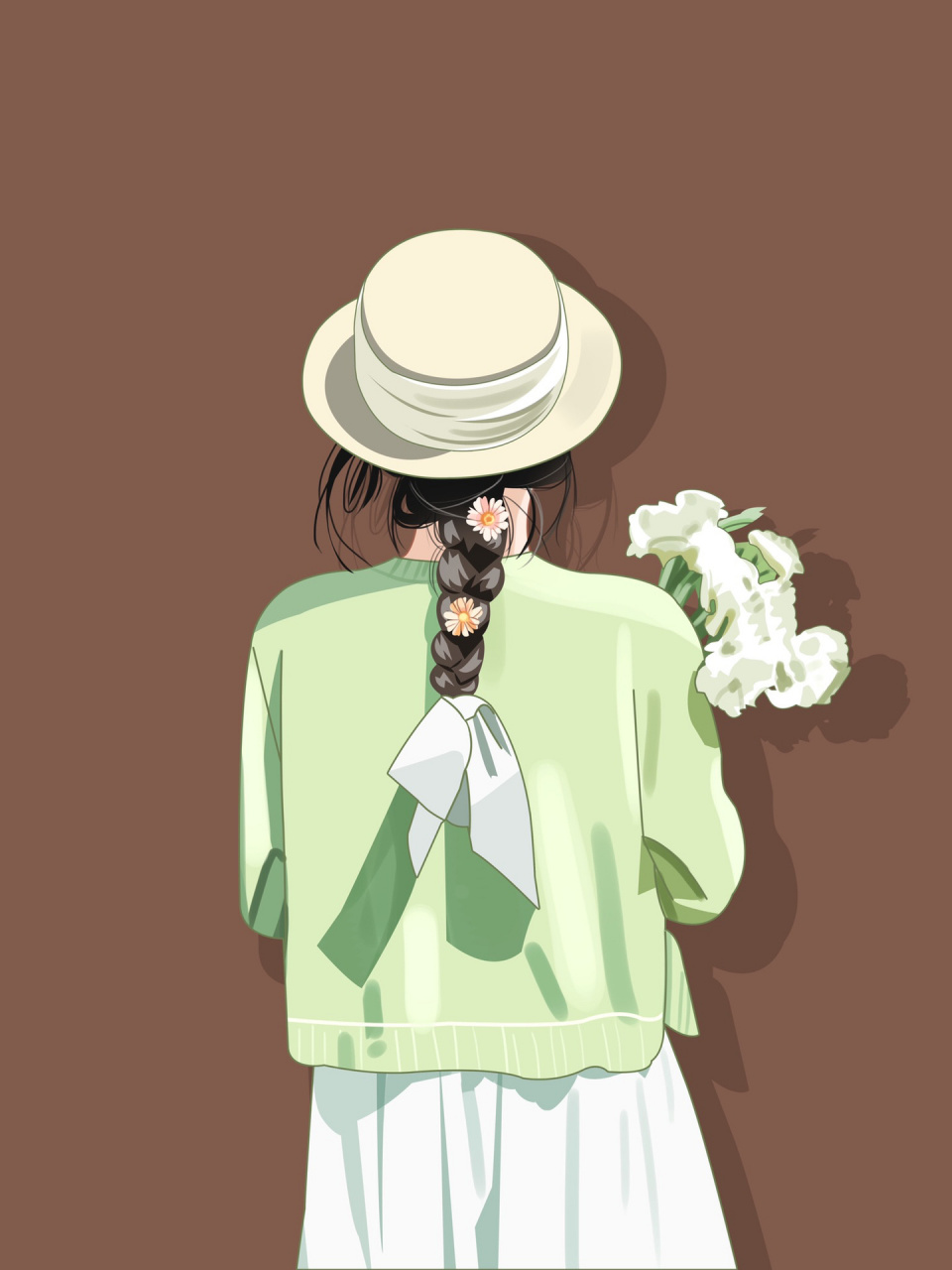 春日头像|女生背影捧花头像 9315做头像壁纸,礼貌拿图 0569