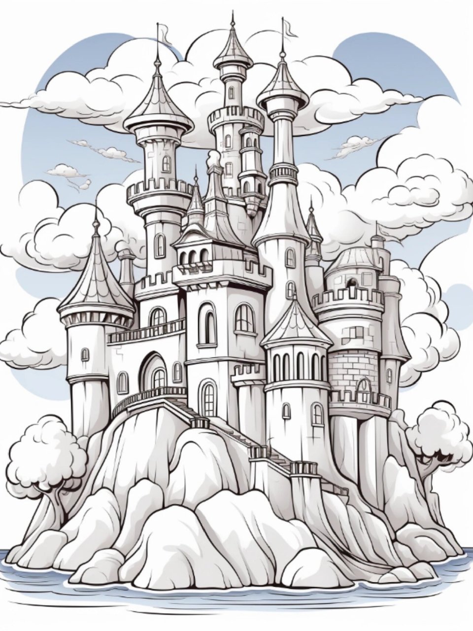 梦幻城堡,可以打印的小朋友涂色本 coloring page for kids…… 这是