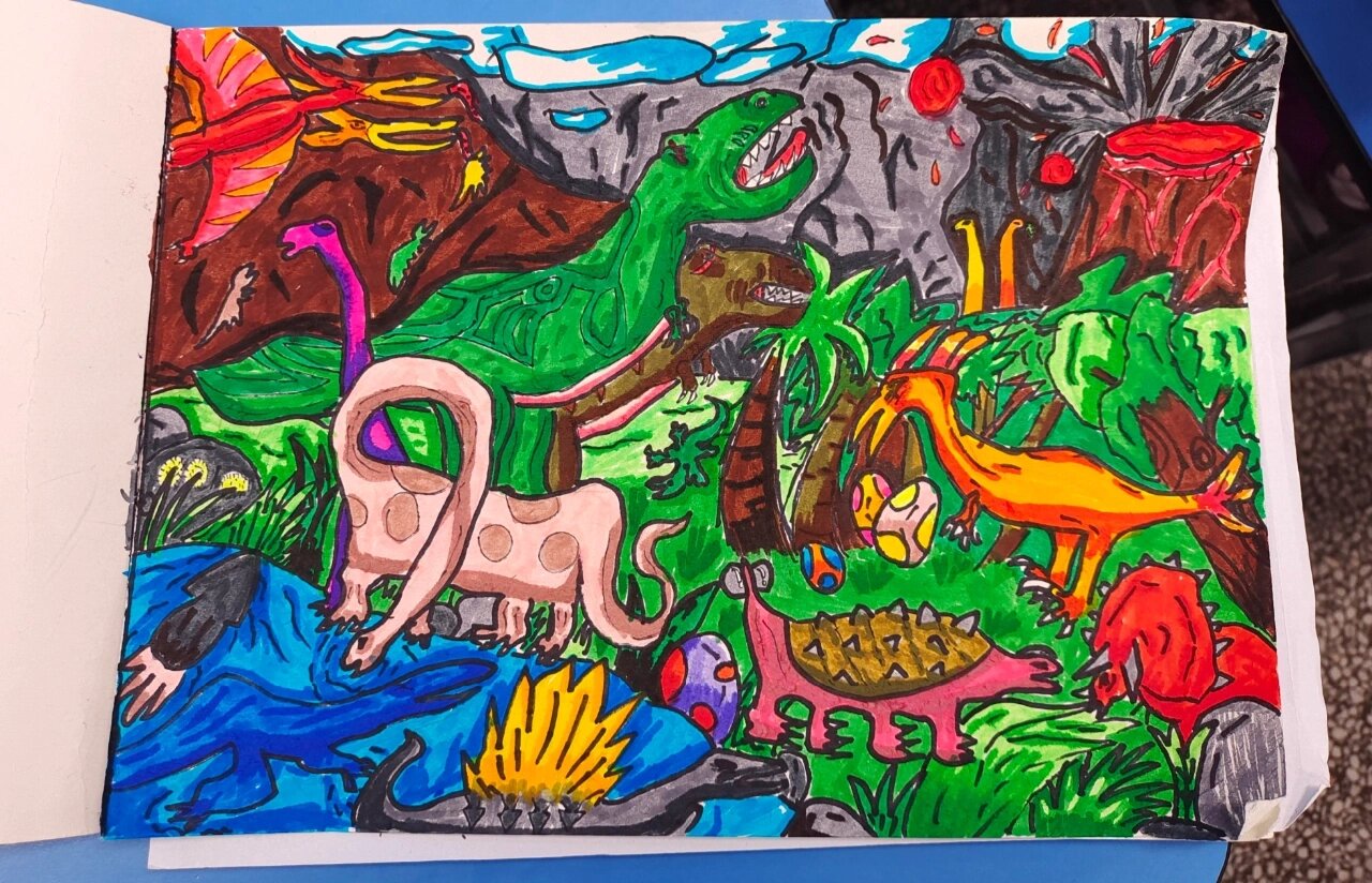 学生作品|三年级美术《恐龙世界