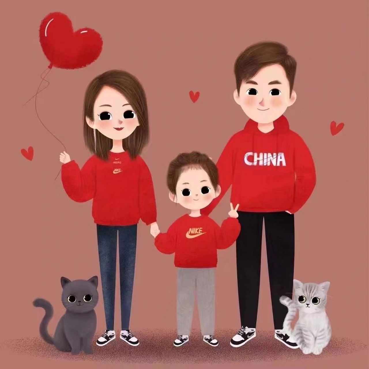 一家三口情侣头像786178三口之家の卡通头像 今日份の好看的一