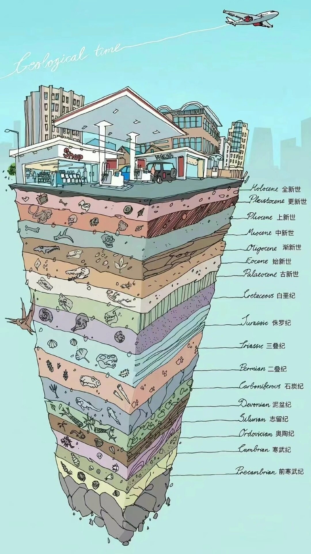 地质年代表图与各种不同的地层