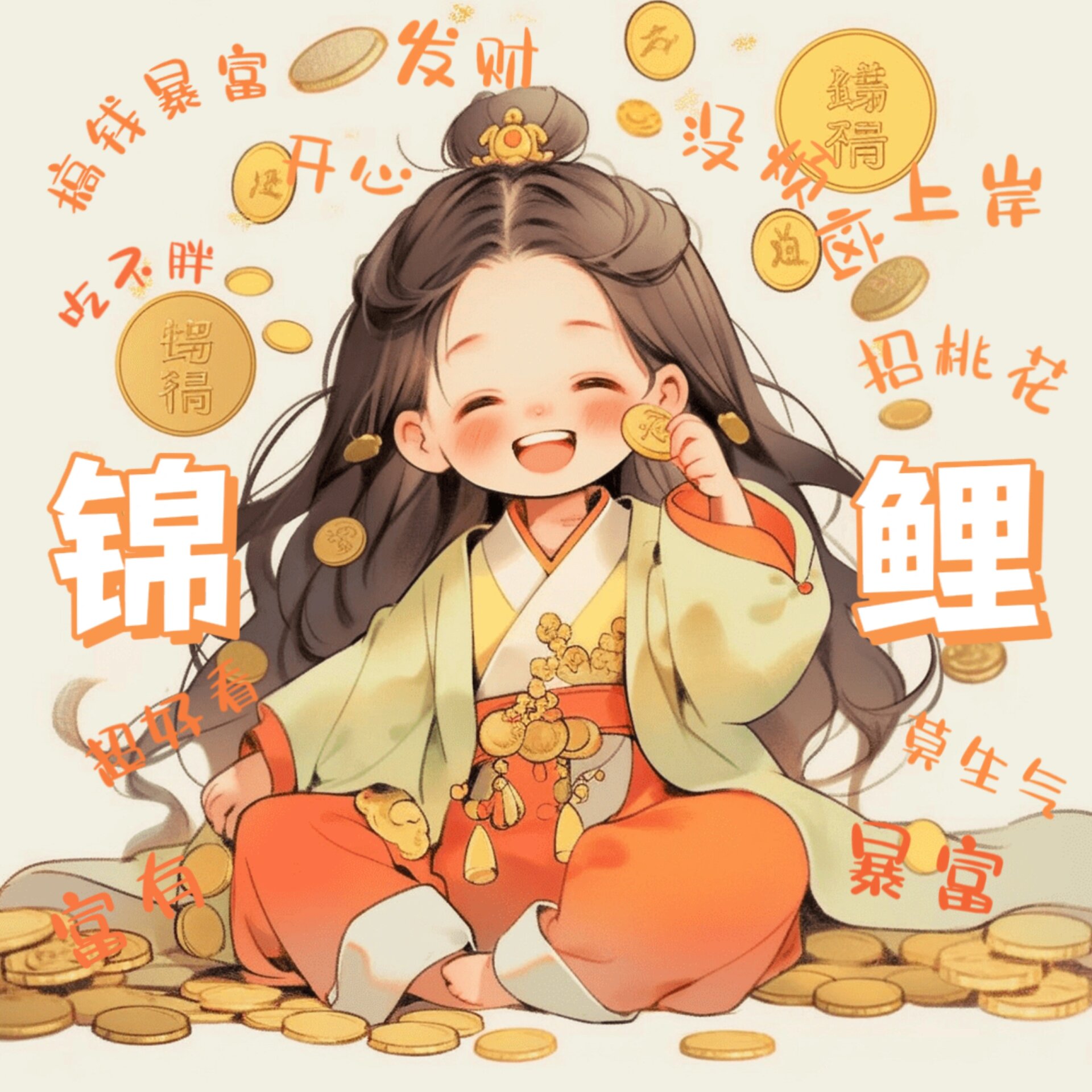 佛系少女锦鲤暴富头像