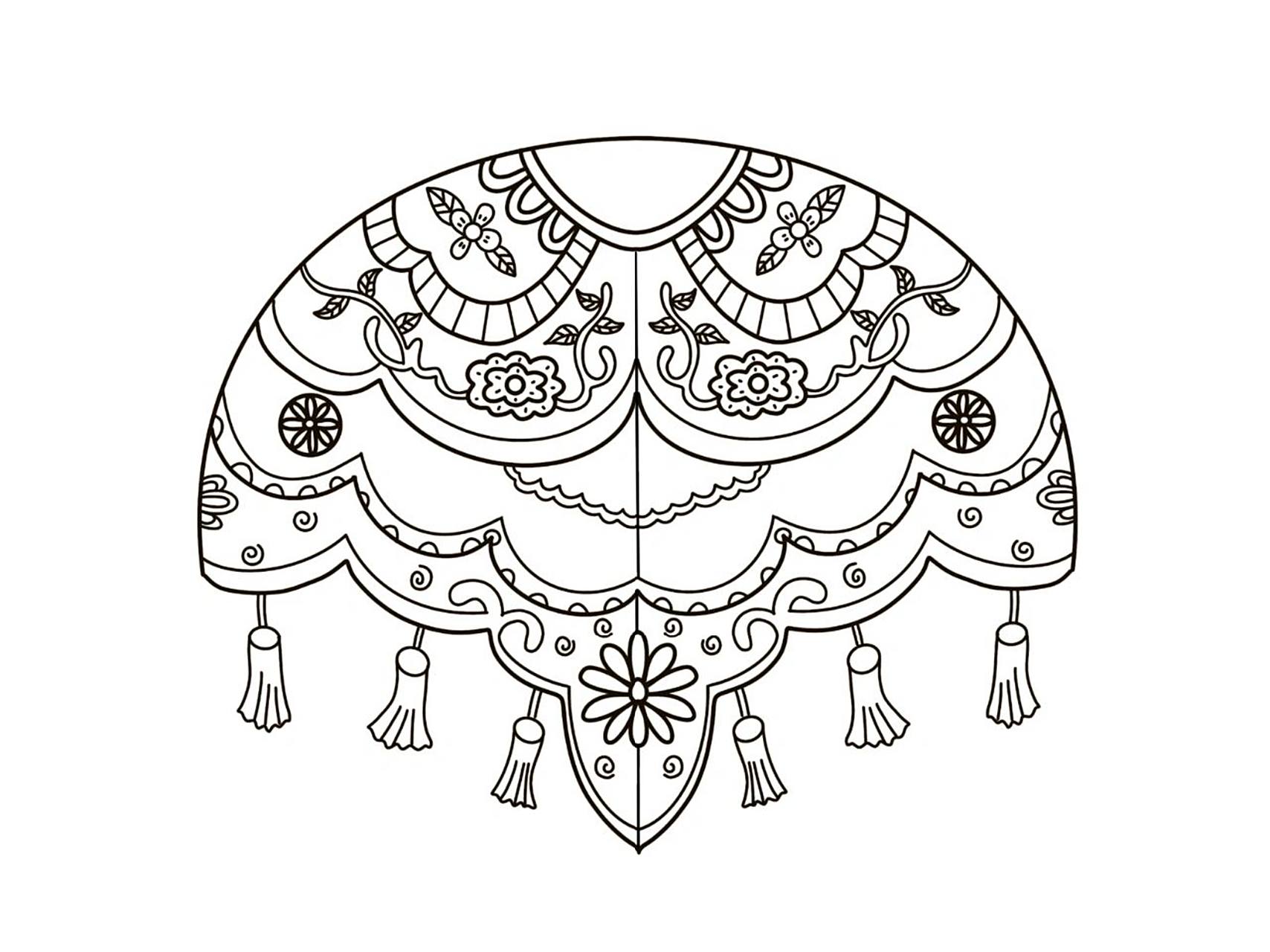 30】《云肩》中国传统服饰素材 分享简笔画素材:《云肩》中国传统服饰