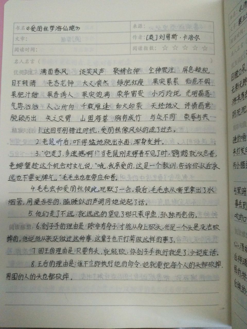 爱丽丝梦游仙境 摘抄笔记 像素有点差哦,要是有看不清的地方,随时私信