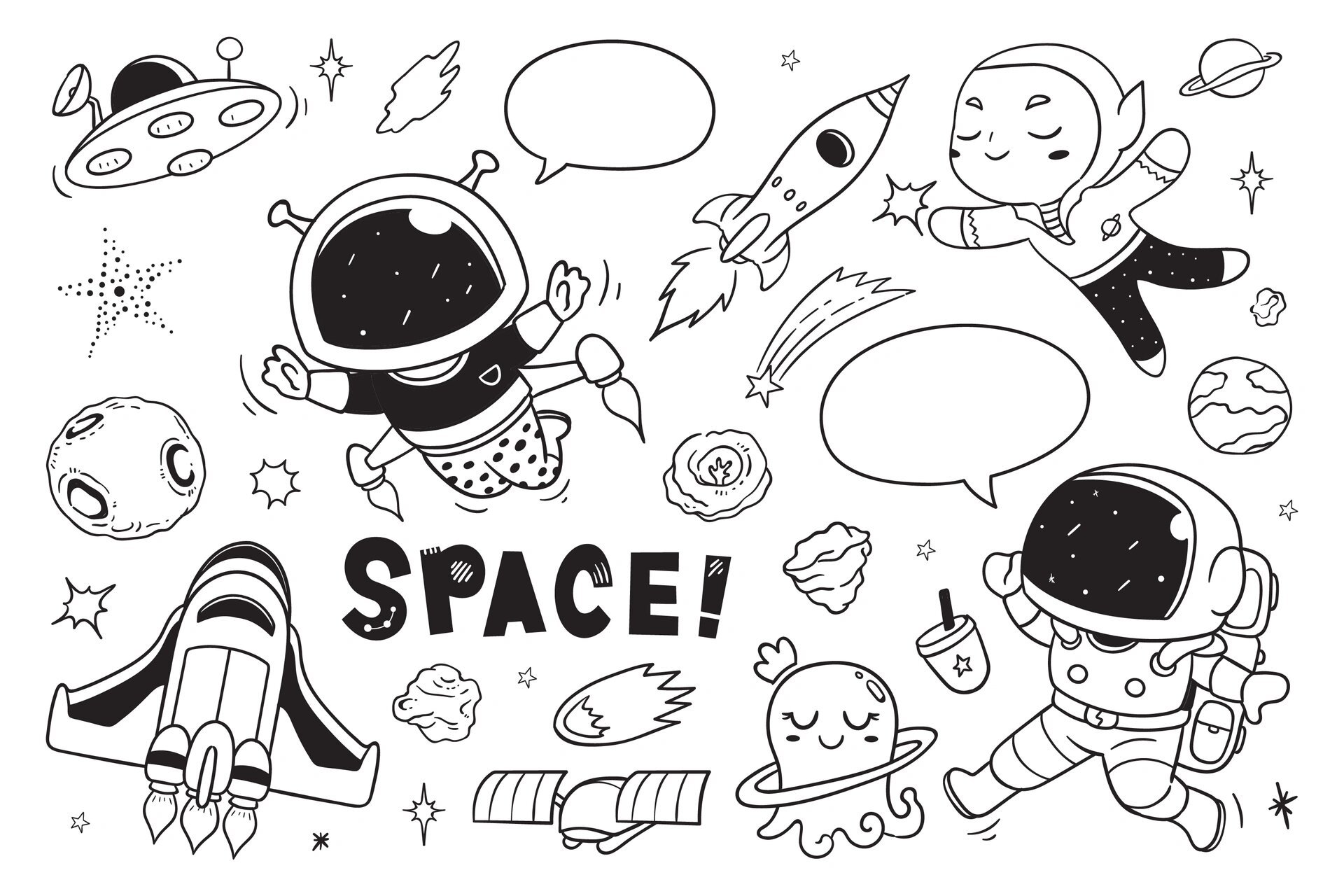 简笔画手绘/太空宇航员(四) 素材分享
