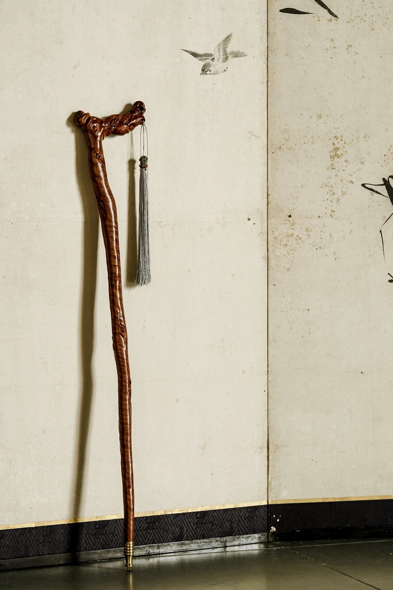 龙眼木龙头拐杖