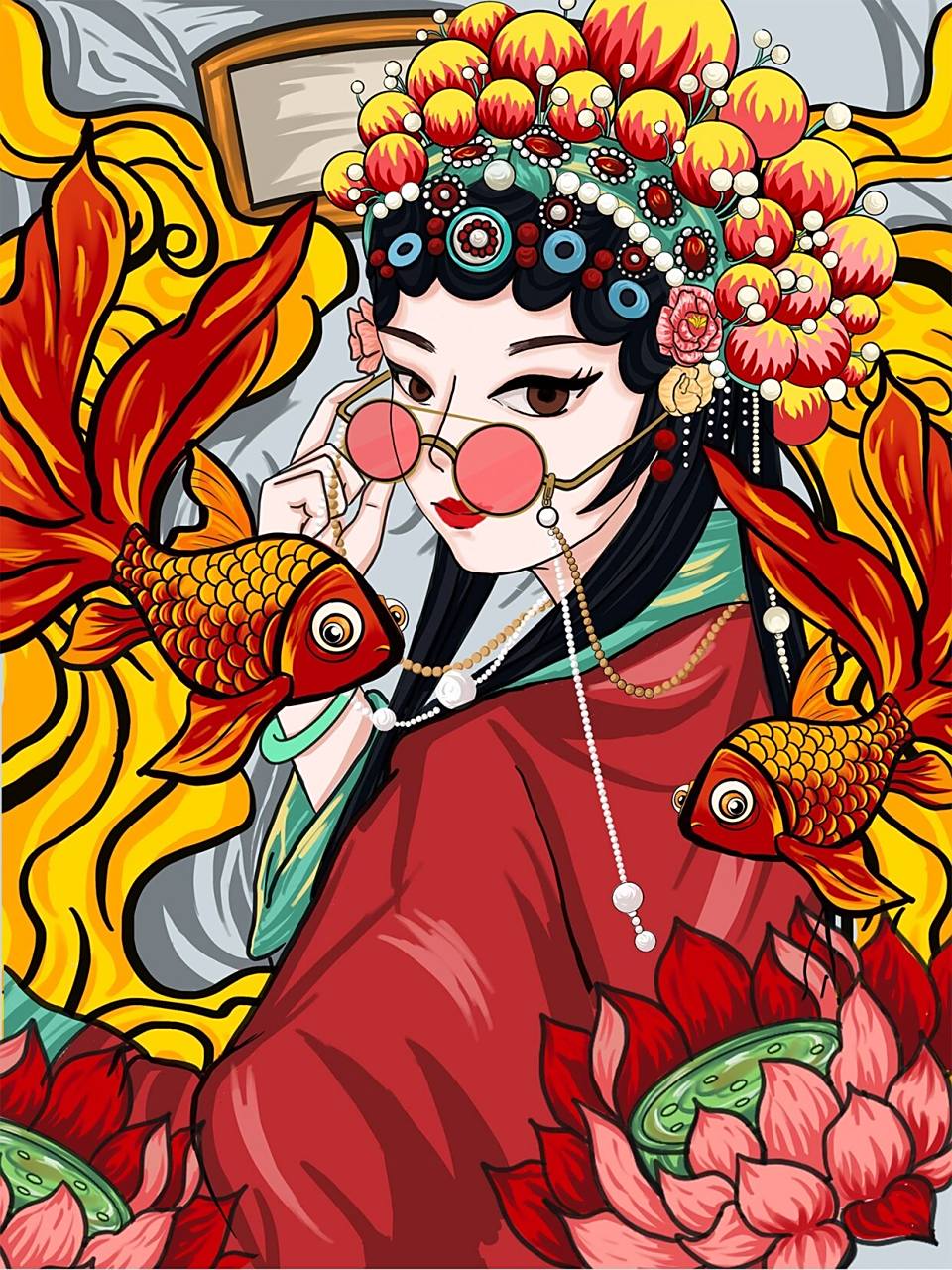 国潮风丨戏曲人物插画96分享 国潮风近些年成为了年轻人的热宠 也是