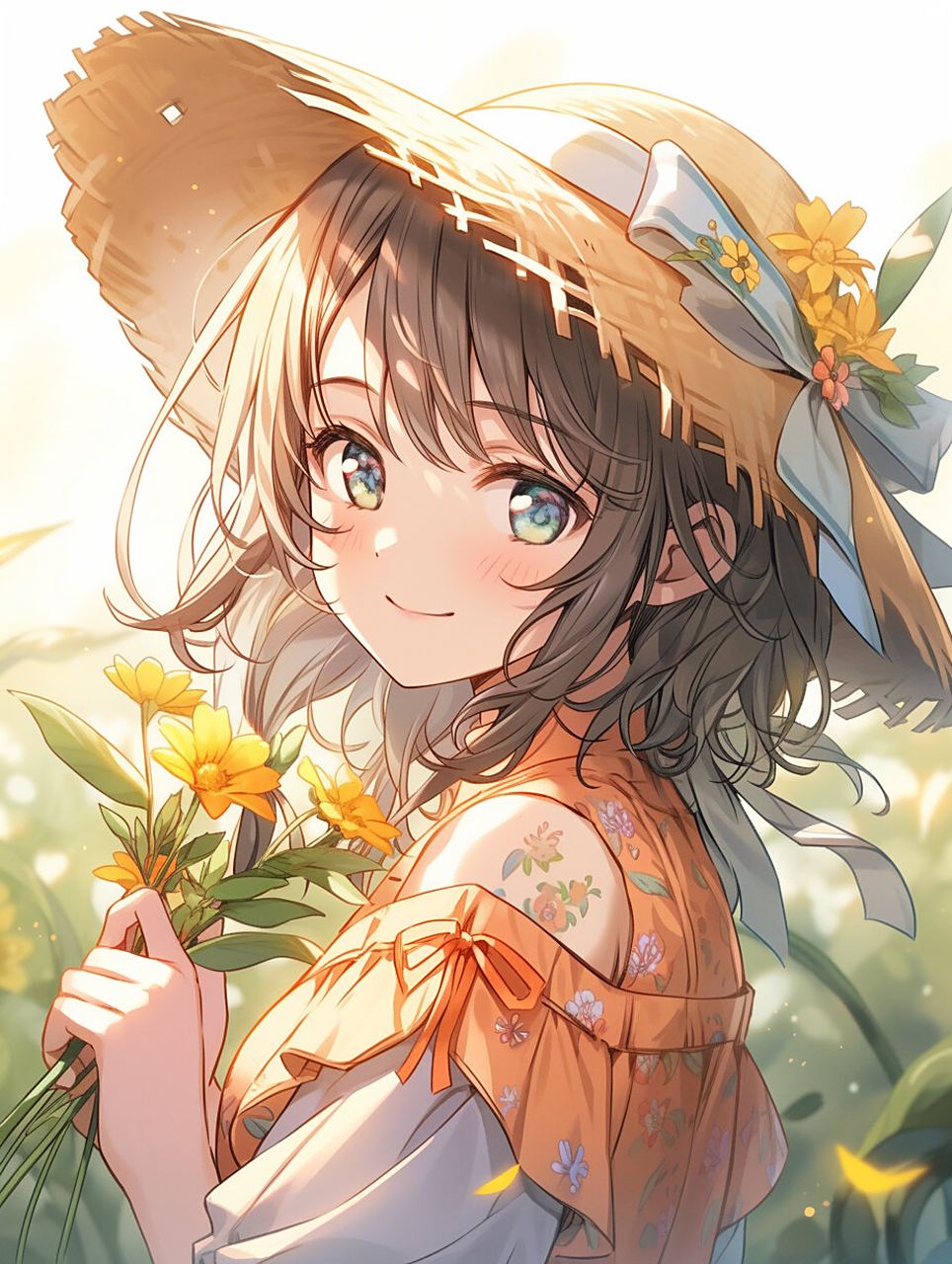 捧花女生头像 | 阳光女孩 | 治愈系头像