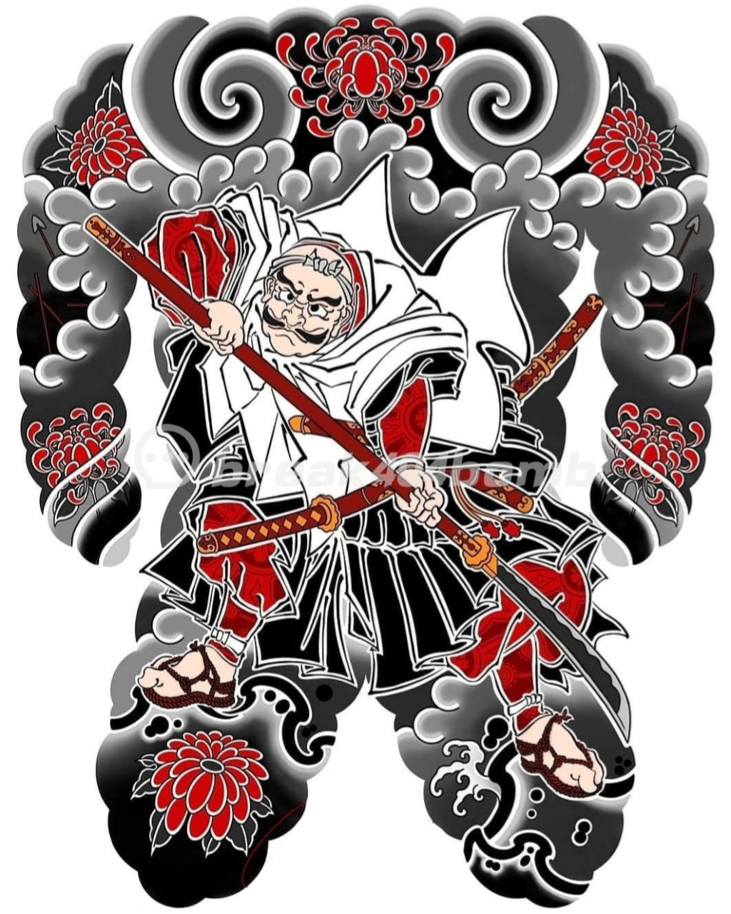 满背武士纹身丨日式满背纹身手稿 日本武士,是源于日本的一种独特文化