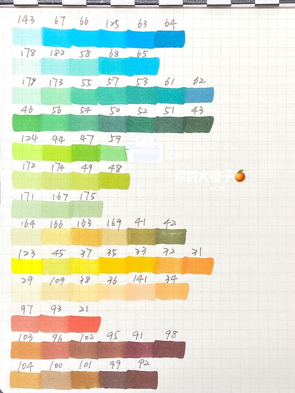 图5-7是168色色卡全部颜色嗷[得意] 	 #马克笔# #touchmark马克笔