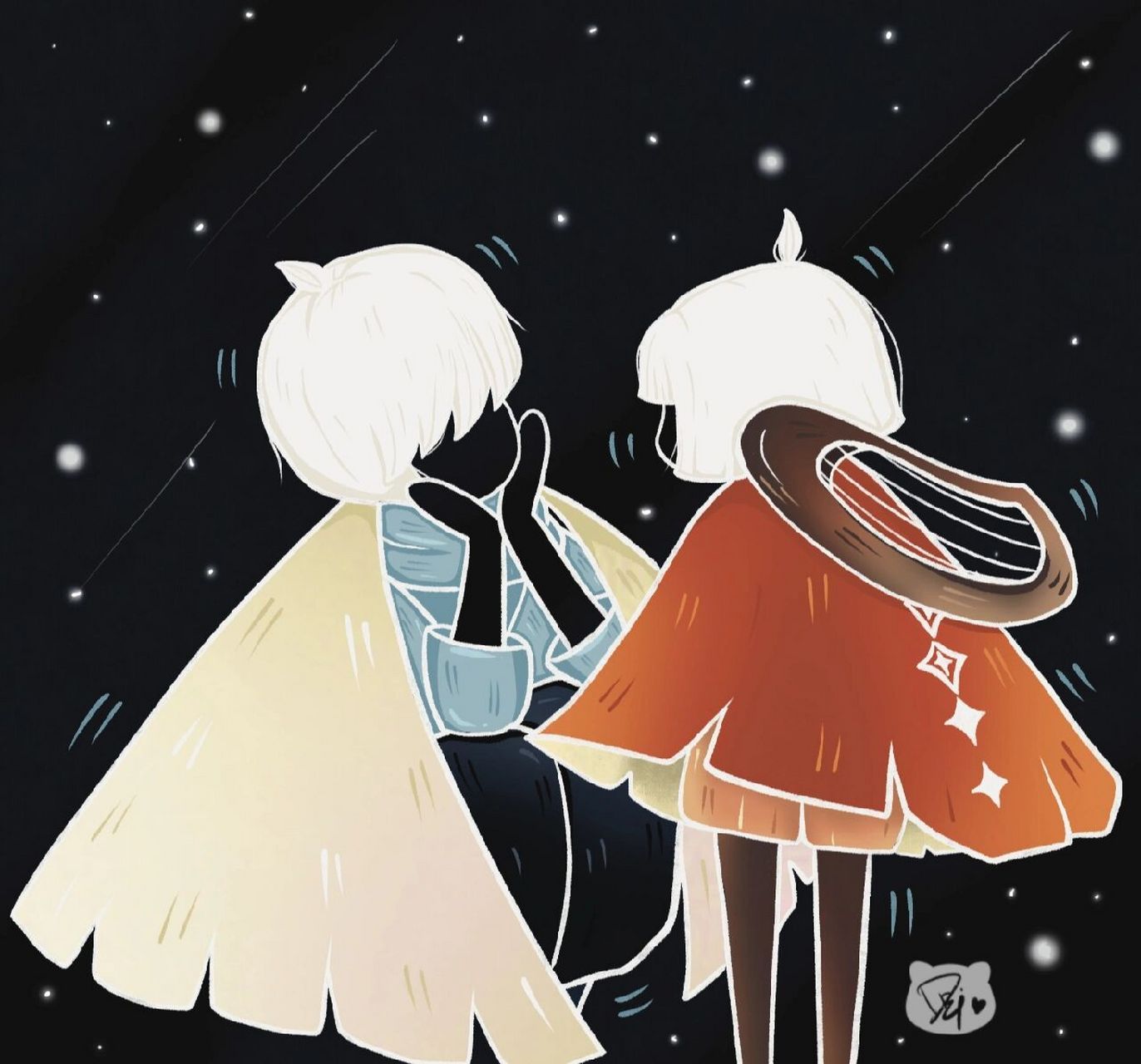 光遇绘画挑战100个光崽(76/100) 小萌新学生头和正太监护～ 话说大家