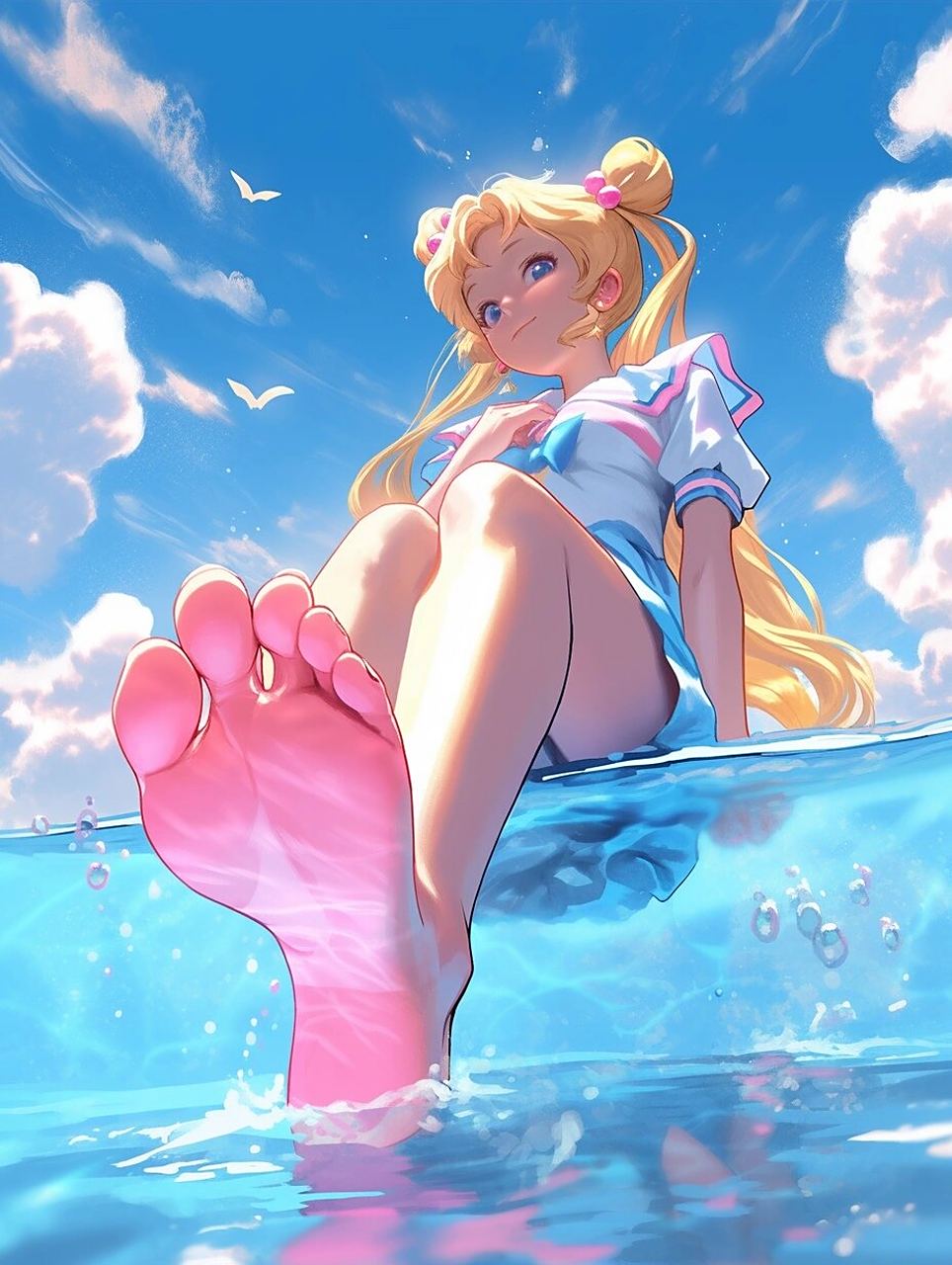 水冰月-海边系列 水冰月, 	 在海边光着脚丫, 	 真是身心愉悦啊!