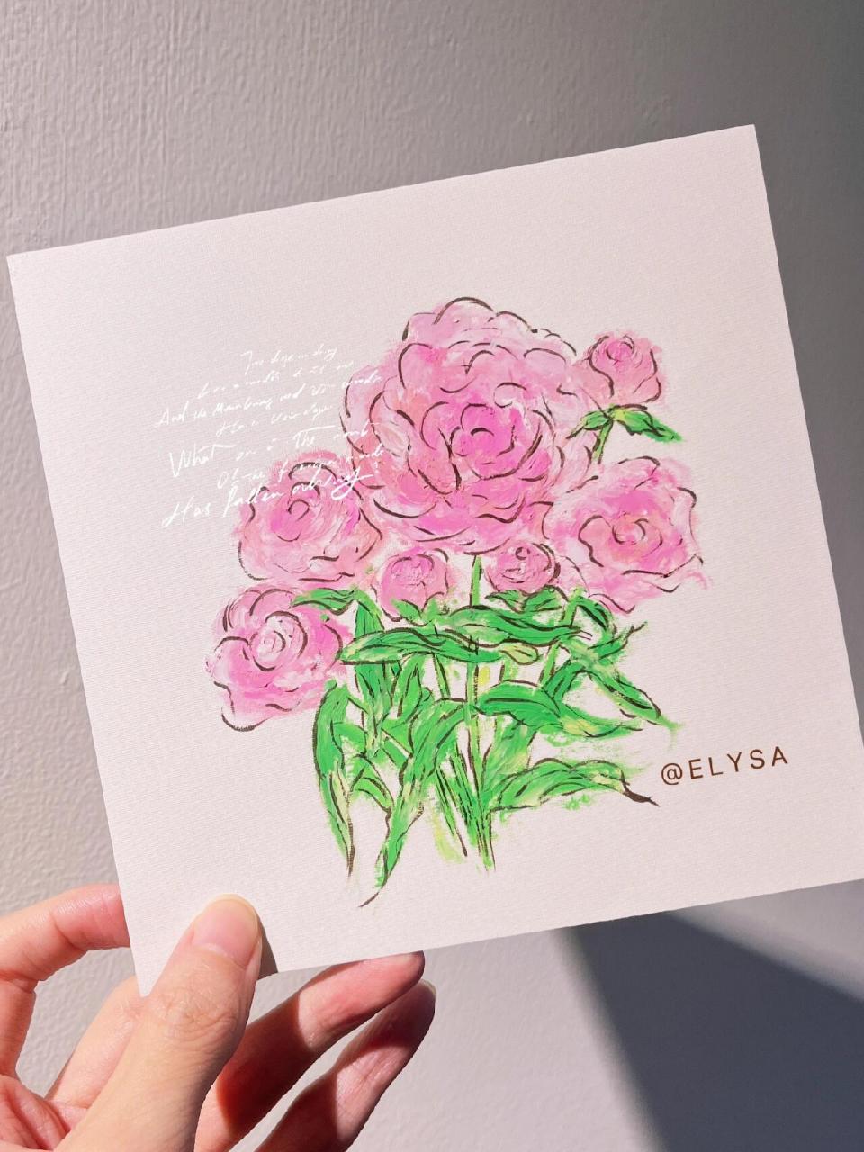 像水蜜桃一样的玫瑰 玫瑰的故事,故事里的玫瑰 油画棒:卡西米尔 画纸