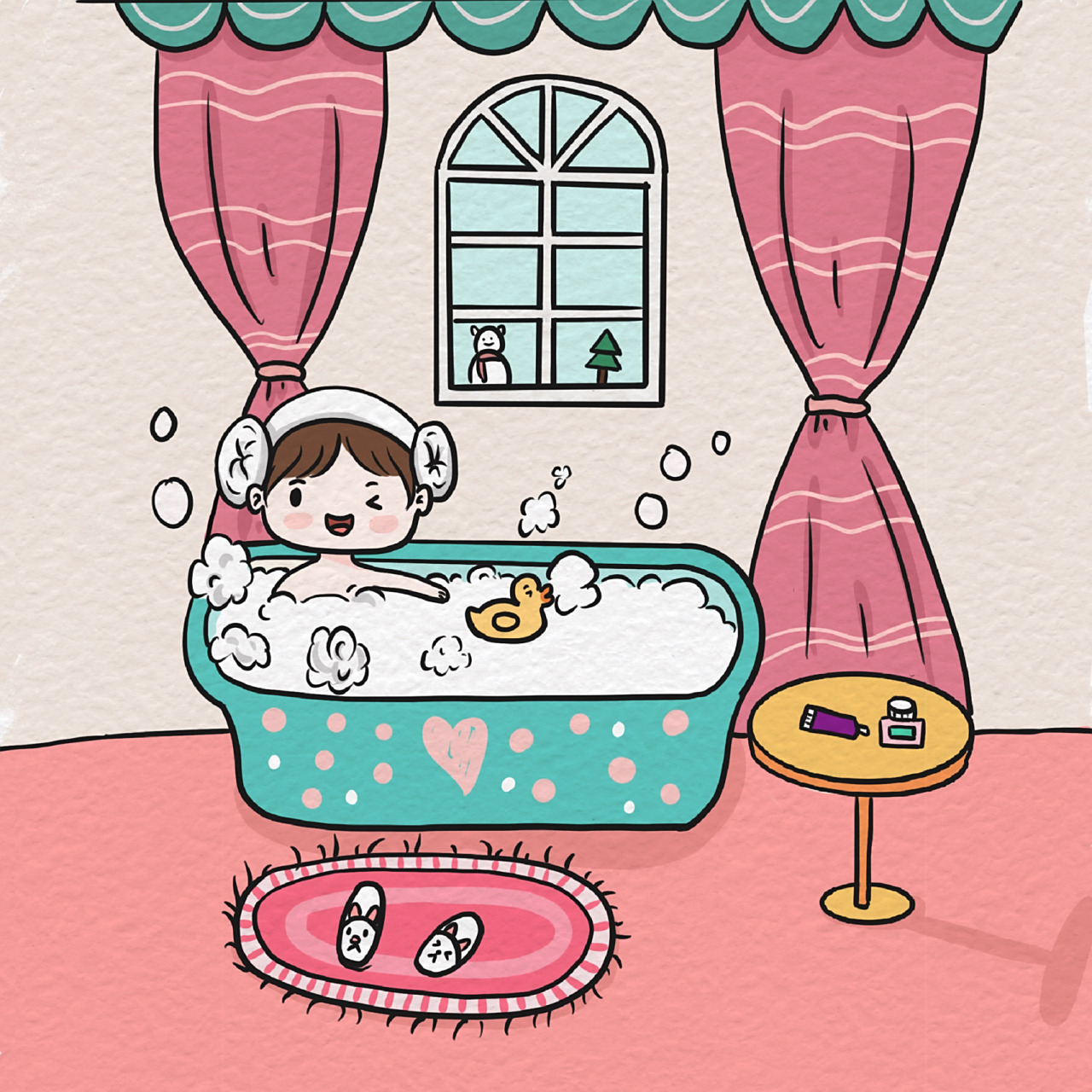 笔画练习 | 洗澡篇04 每次洗澡都会特别开心,劳累一天后的放松非泡澡