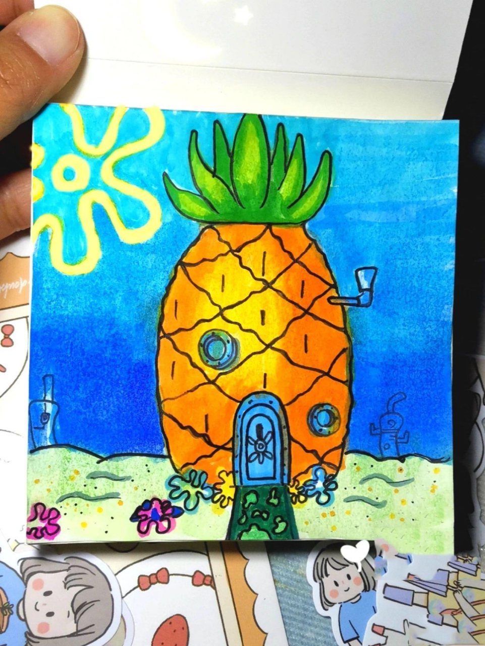 海绵宝宝菠萝屋素描图片