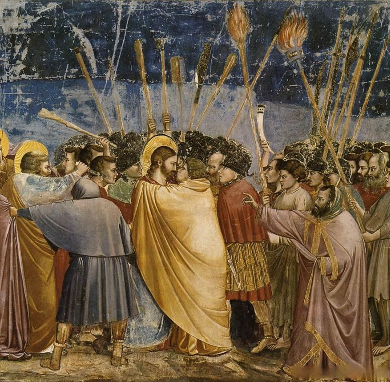 境阅| |名画分享|  乔托《犹大之吻》 kiss of judas giotto 1305