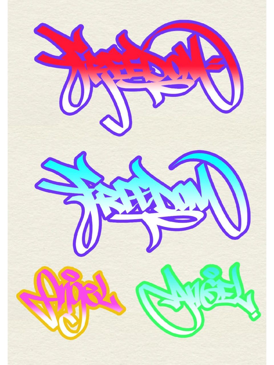 涂鸦字体freedom纹身手稿|handstyle字体 量身定制涂鸦字体纹身,男女