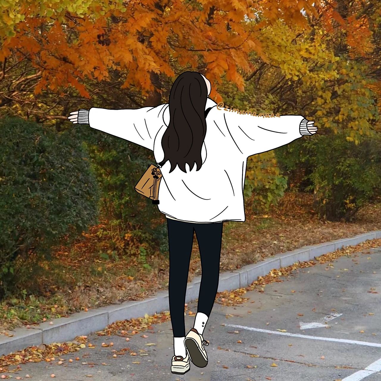 插画头像|穿卫衣秋天氛围背影情头 所有头像都是自己画的,喜欢可做