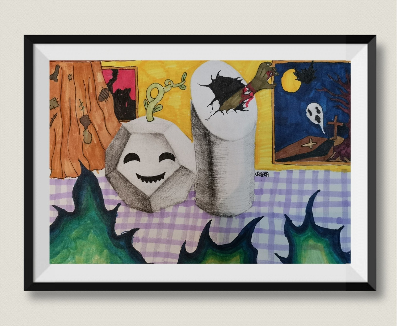 创意素描:几何体和万圣节99 学生作品分享:几何组合体和万圣节的