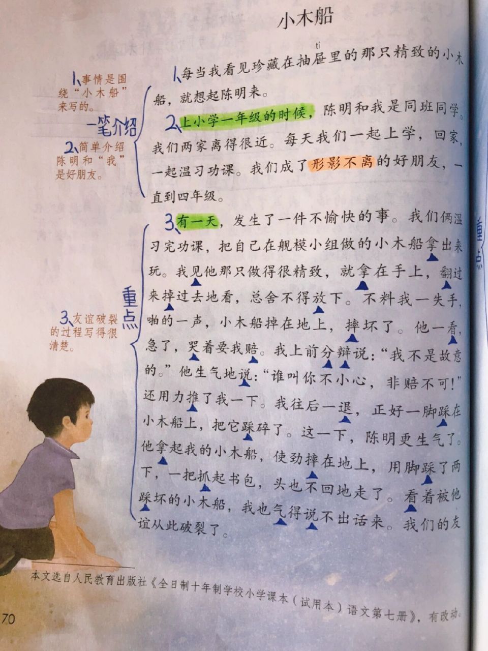 四年级上册第五单元习作例文《小木船》