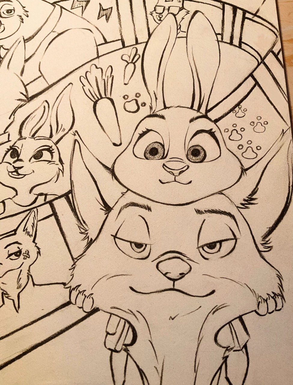 兔子警官 狐狸简笔画图片