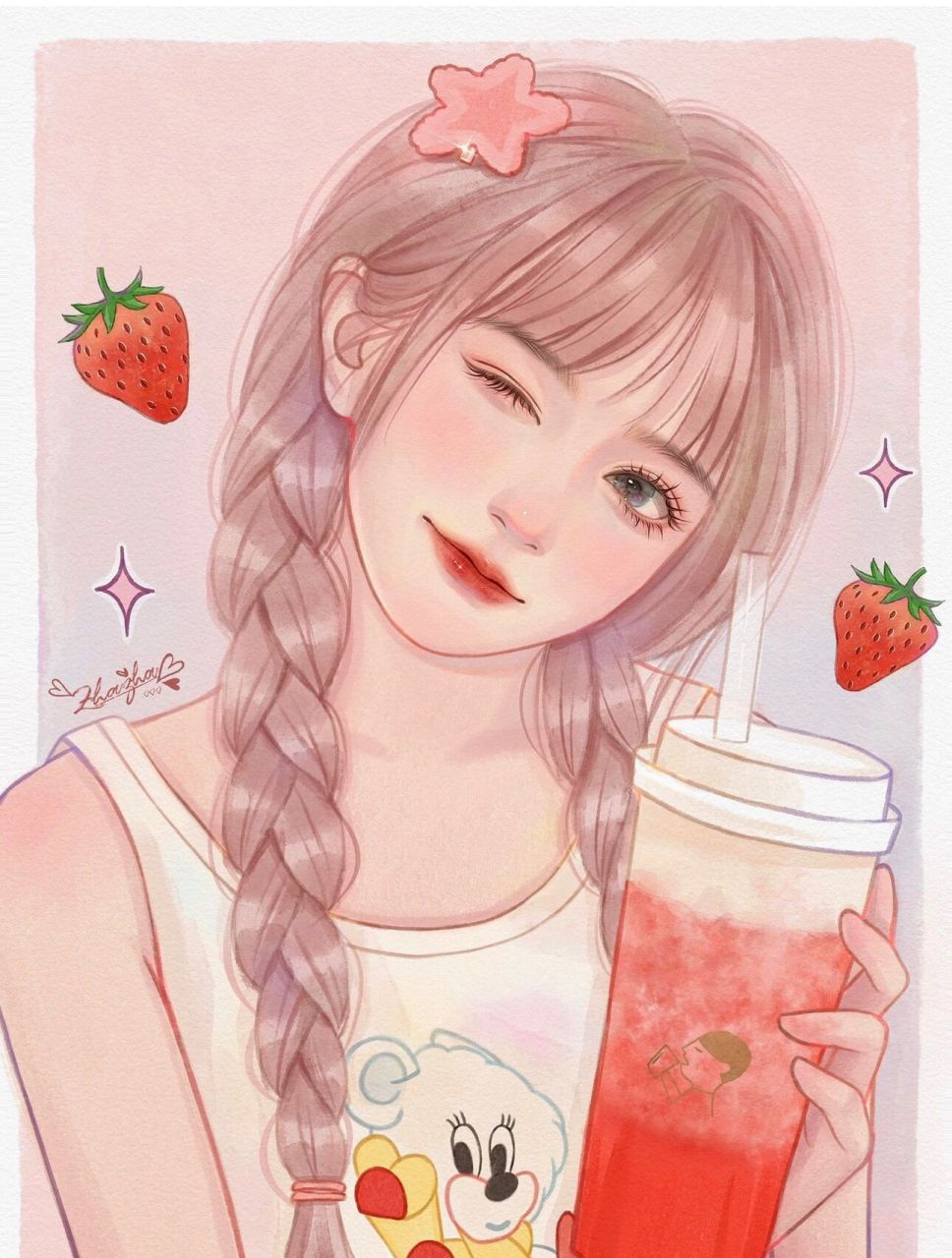 夏日闺蜜头像/咖啡女孩/奶茶女孩/手绘头像 永远爱甜妹!