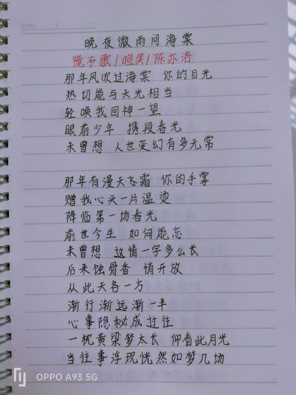《晚夜微雨问海棠》歌词