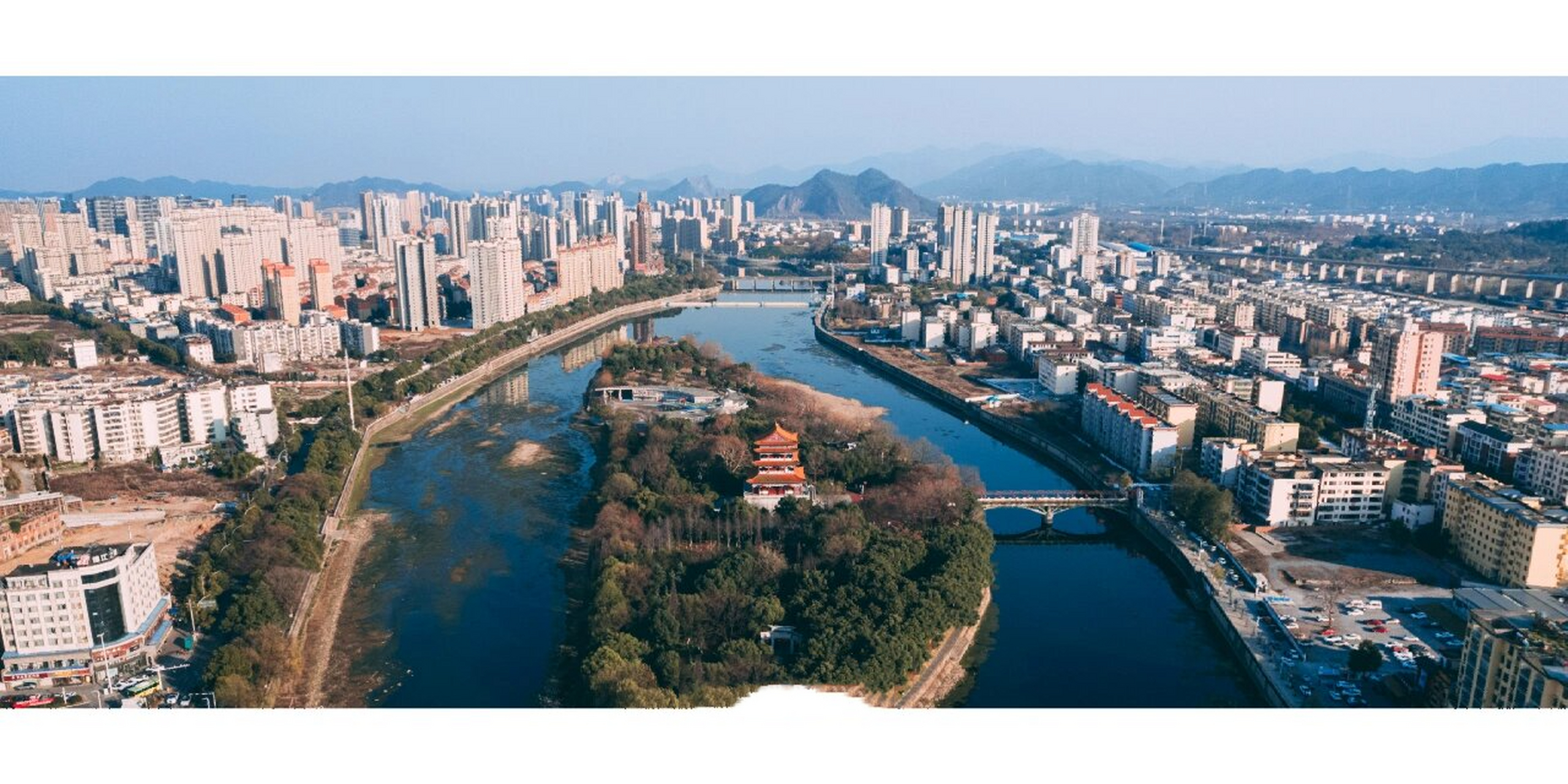 宜春航拍 希望下次回来 两岸的古城能全部建成