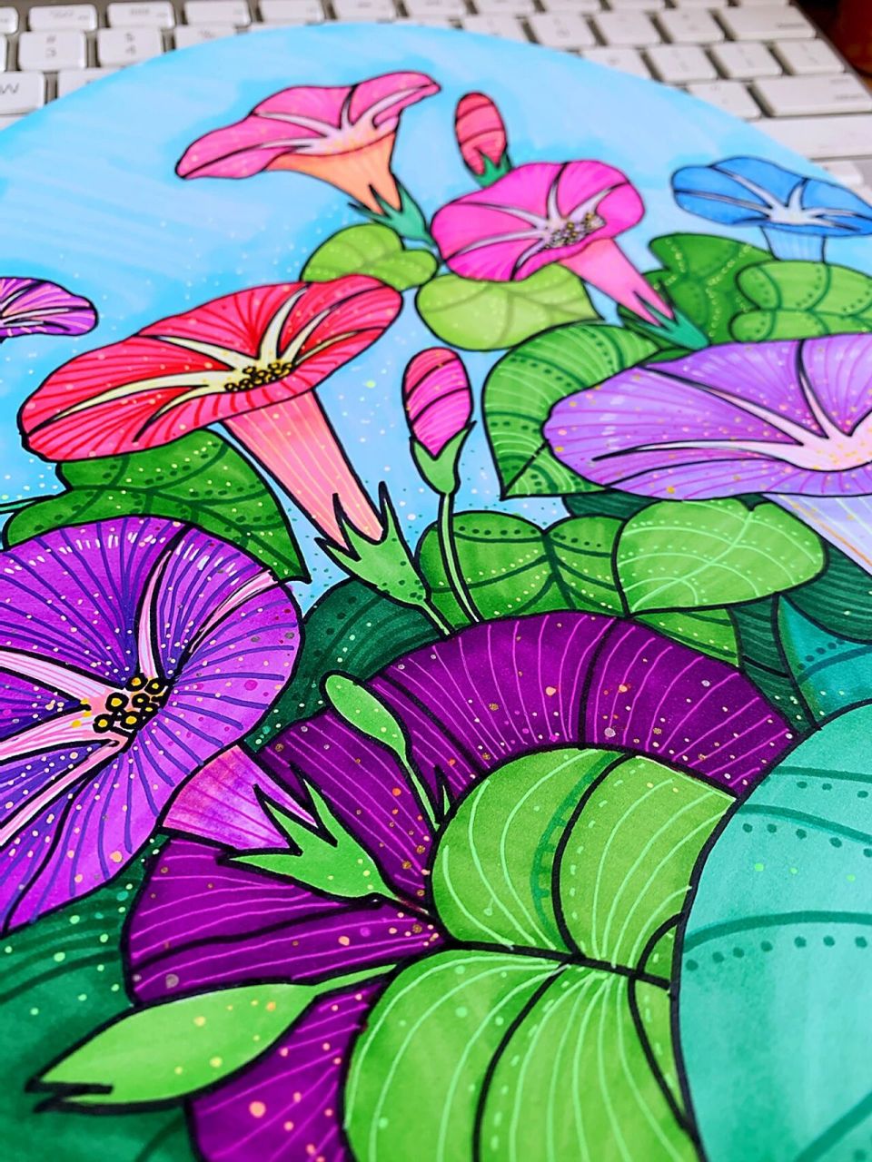 儿童绘画课程内容设计—《彩色牵牛花》 牵牛花 宋 · 陈宗远 绿蔓如