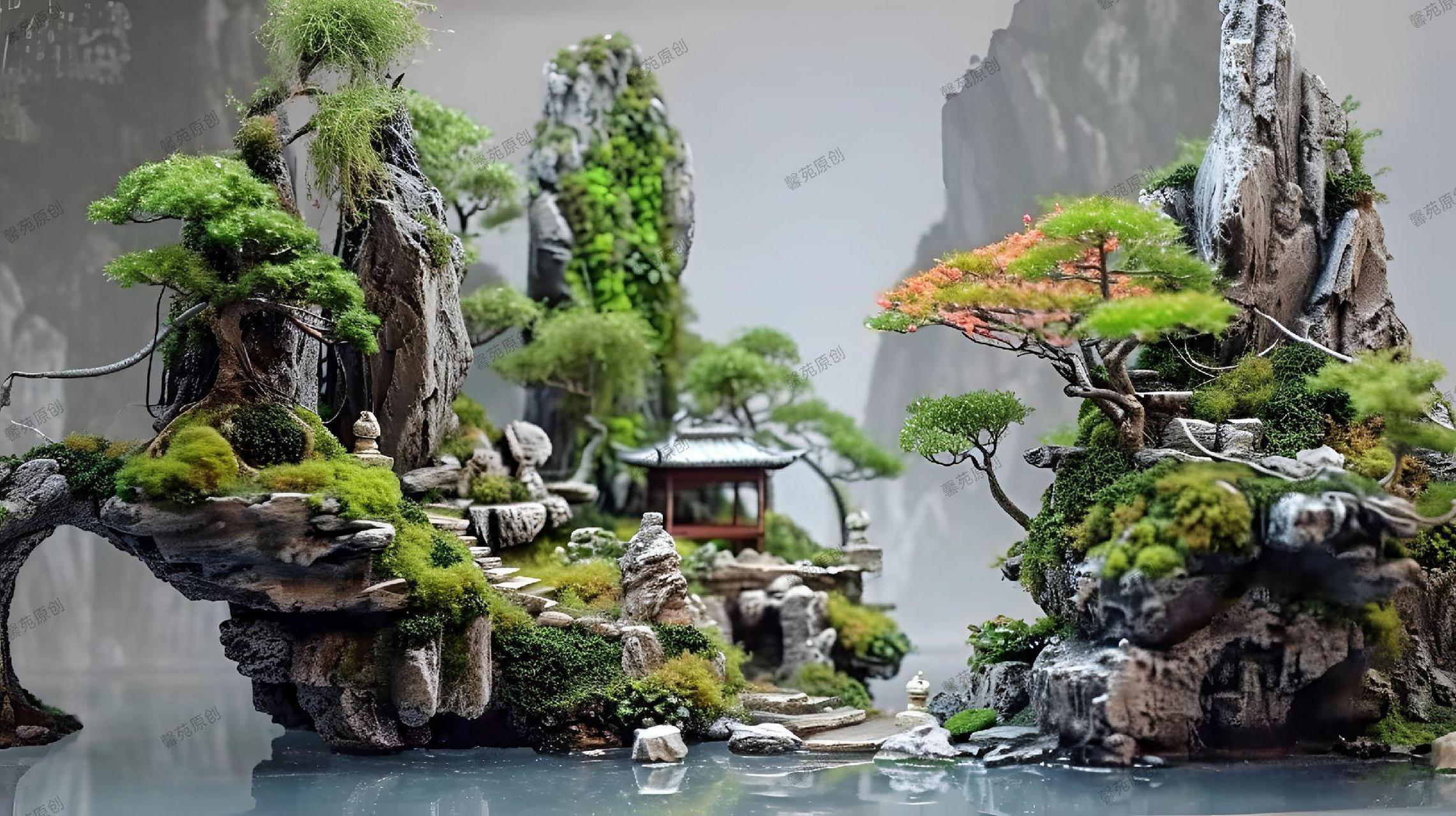 水陆缸微景观鱼缸造景 空间美学