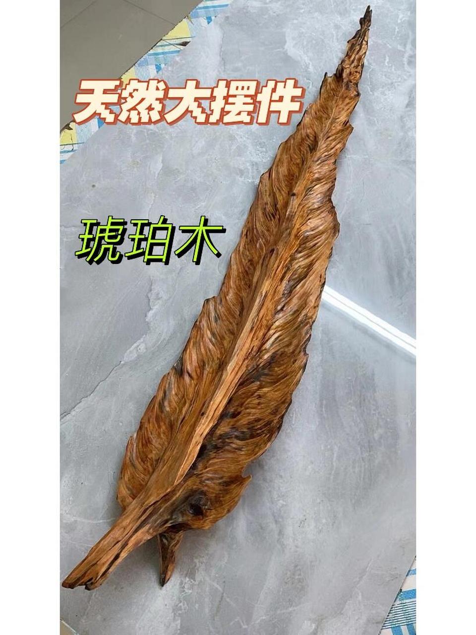 琥珀木,天然羽毛大摆件, 琥珀木是红松树经自然环境下老化或倒伏后未