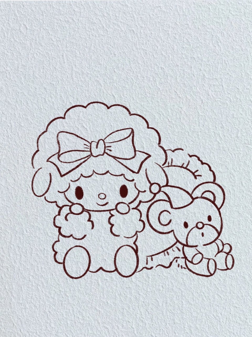 三丽鸥小羊piano必爱诺/简笔画教程 必爱诺和她的小象