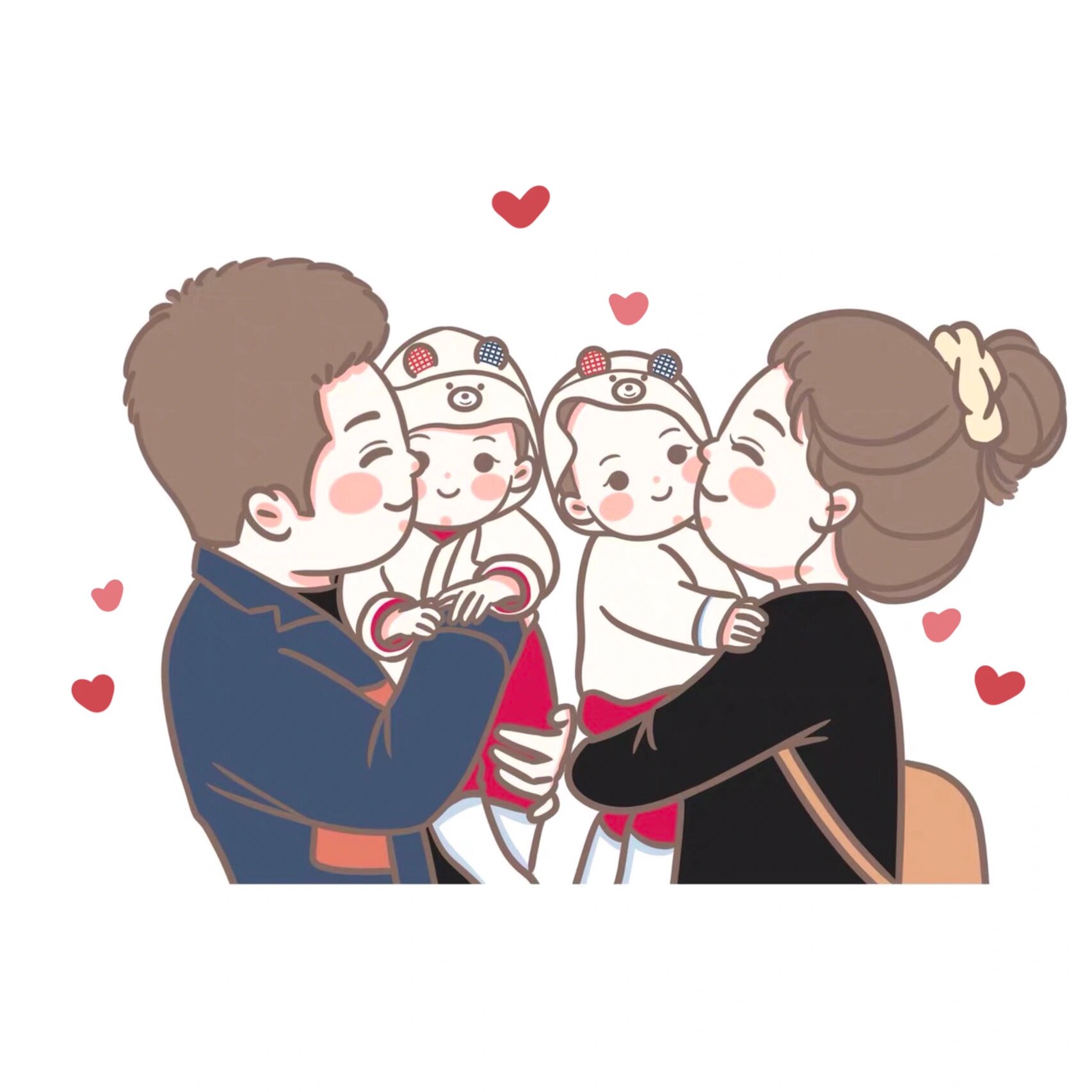 生活～全家福手绘头像幸福美满一家人98699969976997