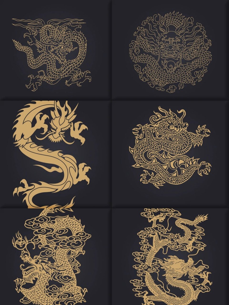 78中式古典龙纹图案│矢量图ai png设计素材 93 **古典宫廷龙纹