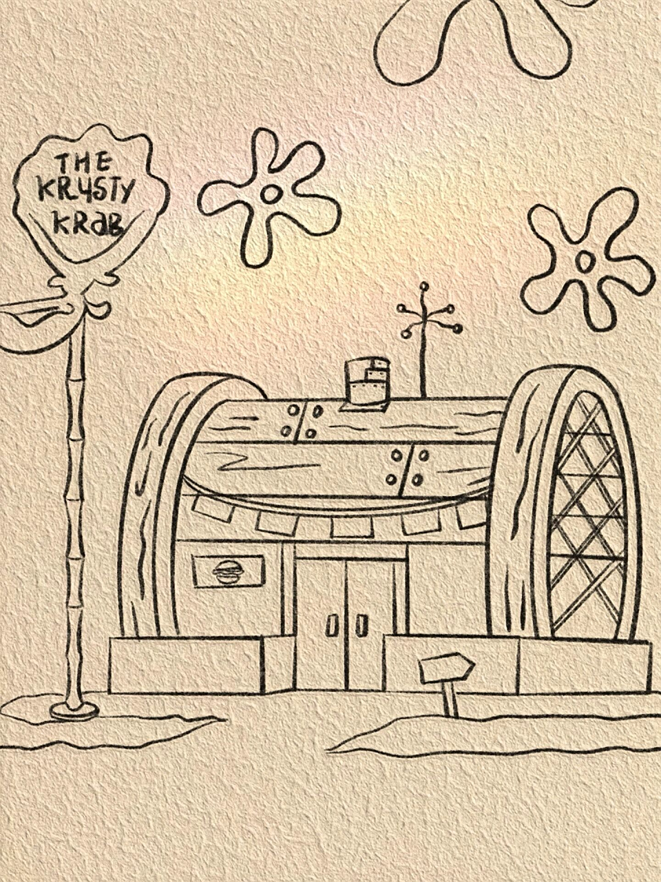 蟹堡王餐厅/简笔画教程 欢迎来到比基尼海滩比奇堡小镇