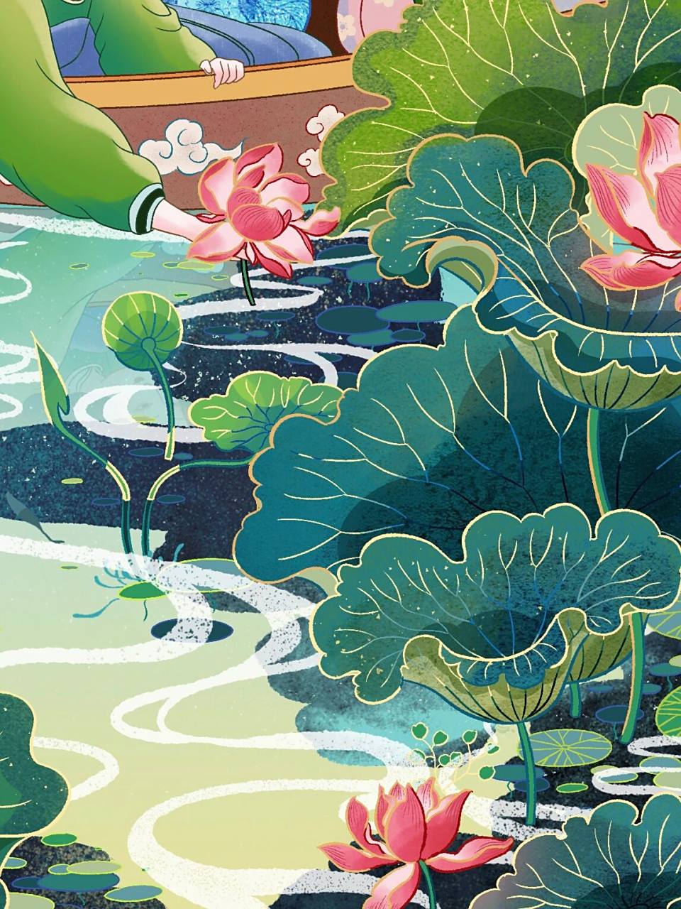 原创插画|24节气·夏至 二十四节气 夏至采莲,纳凉消暑