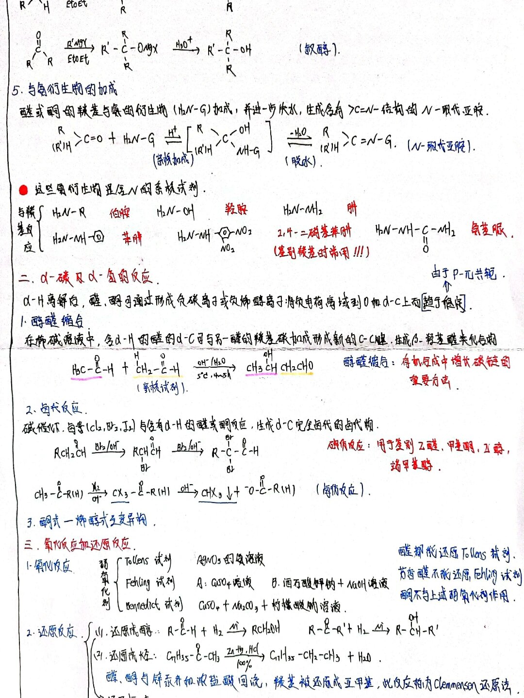 有机化学醛和酮思维导图