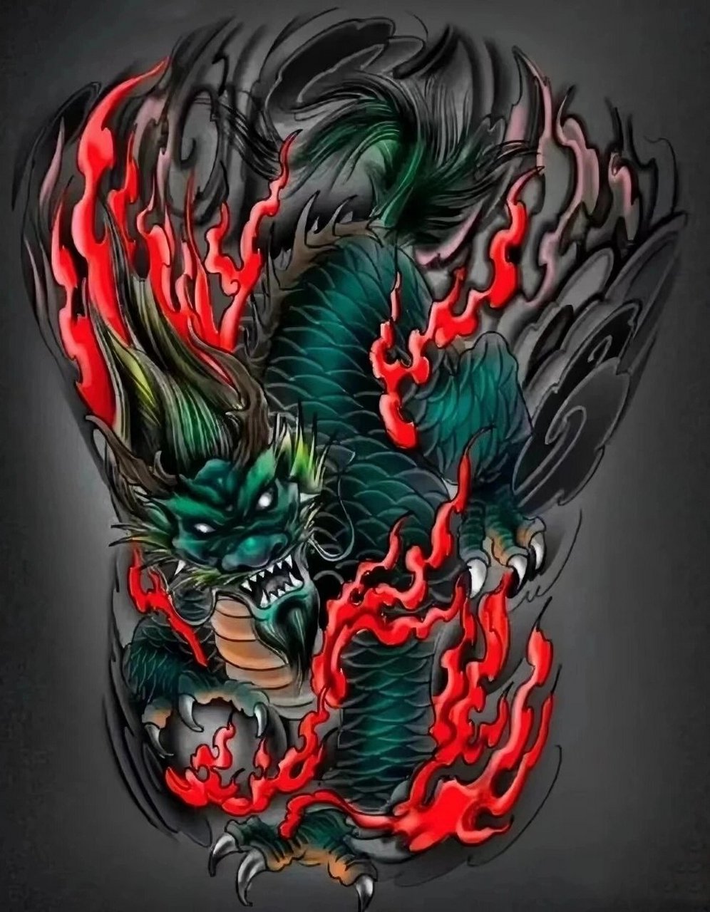 四大神兽满背纹身手稿 满背纹身手稿